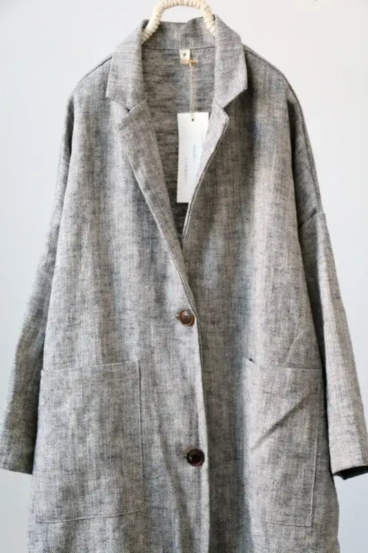 Trench Lin Froissé - CLAS, long unlined linen coat with oversized fit and wrinkled appearance | SuzzaneMarket