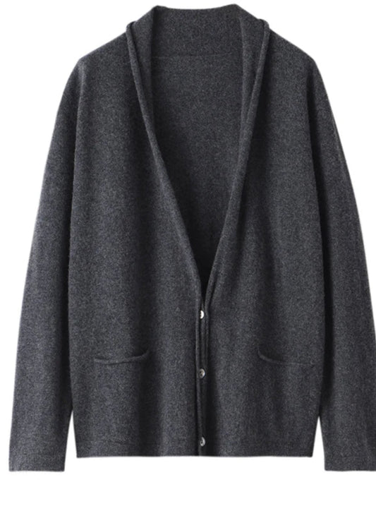 Veste croisée en cachemire doux, col châle, fermée par 3 boutons, avec poches. Disponible en 3 couleurs | SuzzaneMarket.