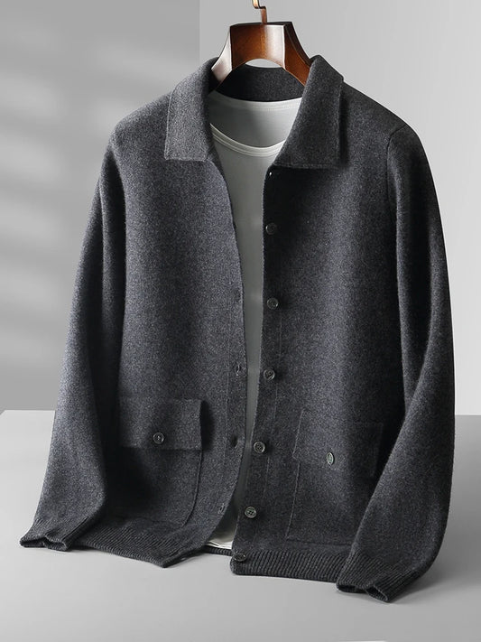 Veste Cardigan Busan 100% Laine Fine Dark-Grey