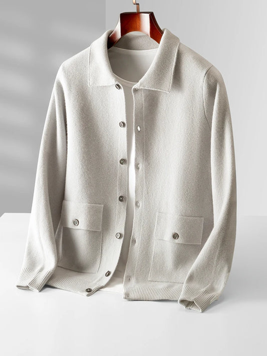 Veste Cardigan Busan 100% Laine Fine Ivory