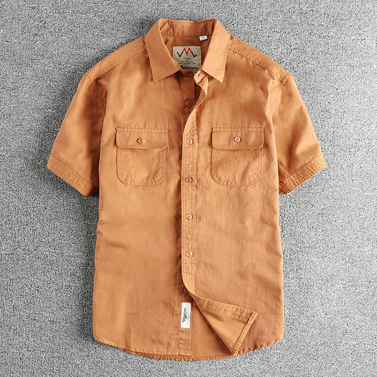 Chemise Cargo 100% Coton Orange