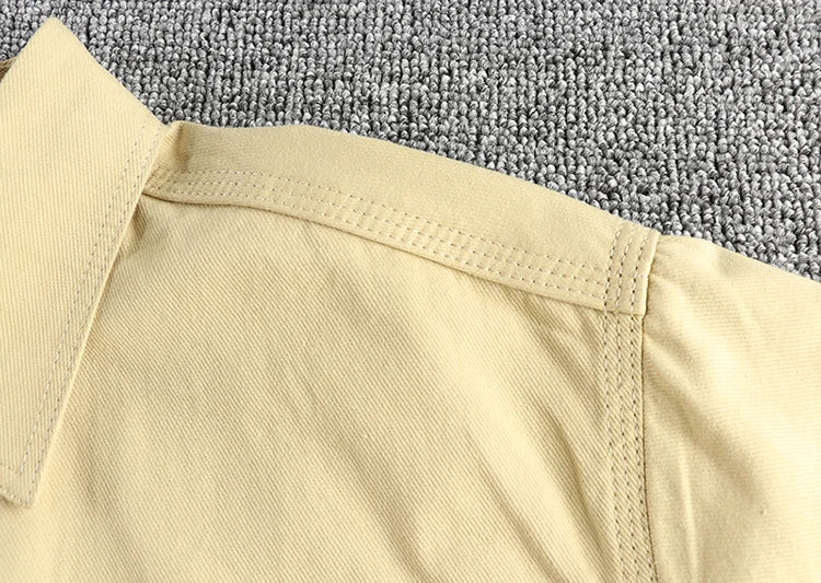 Chemise Cargo 100% Coton Sable Détails Coutures