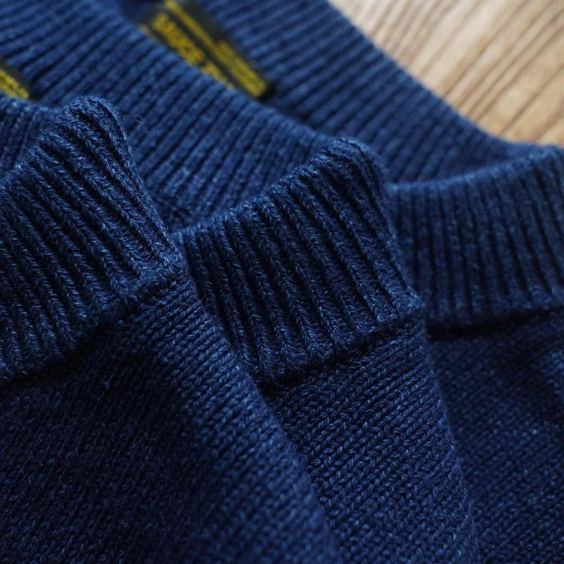 Pull Indigo Coton Détails Col