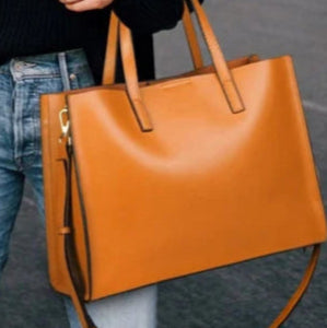Sac Tote Cuir Lisse FARA en cuir pleine fleur, grand fourre-tout à double poignée et sangle d'épaule - SuzzaneMarket