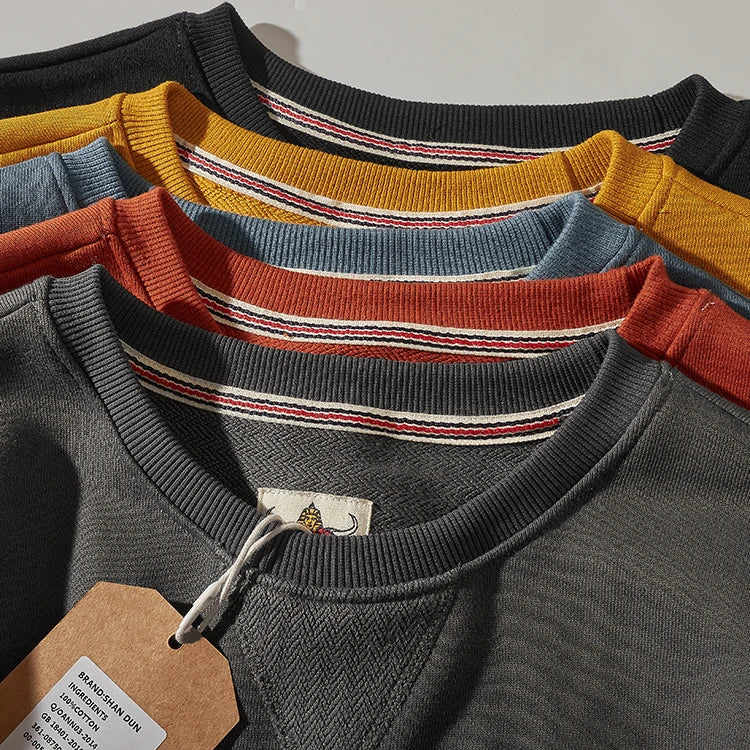 Sweat Retro 100% Coton Détails Cols